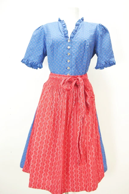 Mode Angelika blu cotone con cucitura viennese magnifico Dirndl con grembiule taglia 46