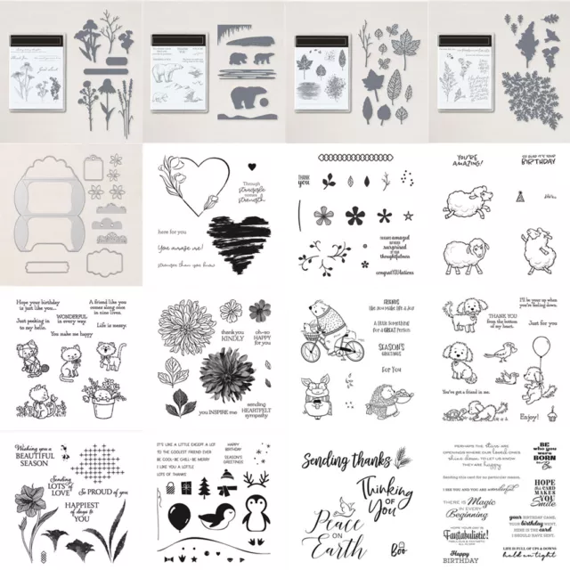 Animal Flower Leaves Set Metal Cutting Dies Clear Stamp Diy Scrapbooking Cards