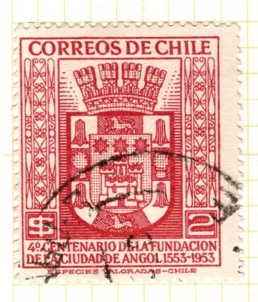 Chile 1954 400th Anniversary of Angol City 2 pesos  SG428 Used