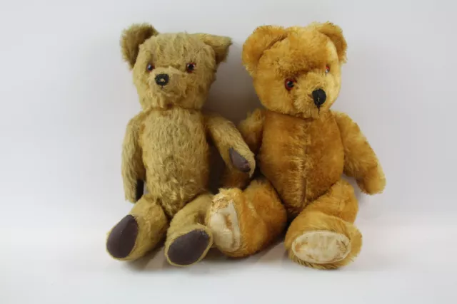 Mohair Teddy Bears Vintage Golden 4 Way Jointed Etc x 2