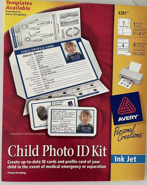Avery Personal Creations Child Photo ID Kit 4381 for Ink Jet Printers New Sealed