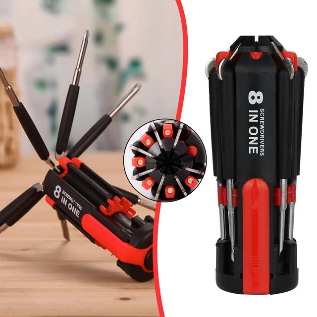 8 IN 1 Screwdriver with 6 LED Torch Flash light Multifunctional Tools