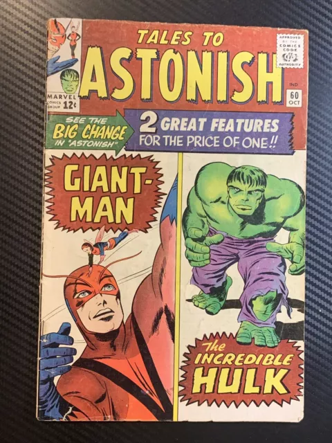 Tales To Astonish #60 VG- 1st Double Feat. Incredible Hulk Giant-Man 1964 Silver