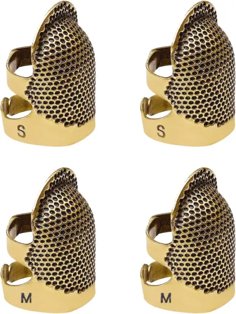 4 Pack Sewing Thimble Finger Protector, Adjustable Finger Metal Shield Protector