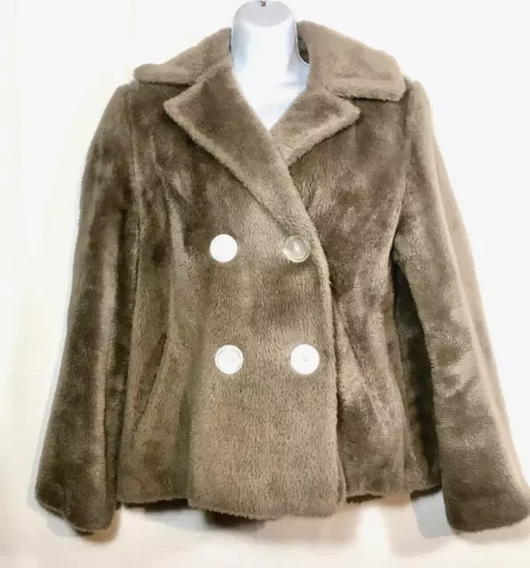 VINTAGE FAUX FUR Teddy Coat Jacket Small Double Breasted 50's 60's ...