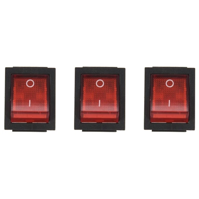3x red light 4 pin DPST ON/OFF rocker switch 15A/250V 20A/125V AC 28X22mm E2E9