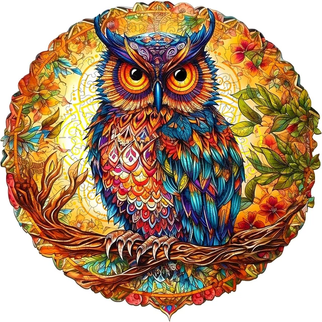 Wooden Jigsaw Puzzle Charming Owl Puzzle 14.2 * 14.2 Inches 300 Pieces NEW