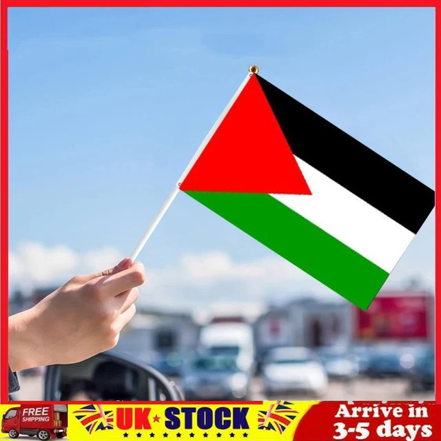 30Pcs Palestine Stick Flag with Plastic Flagpole Palestine Car Flag 14x21cm