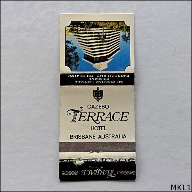 Gazebo Terrace Hotel Brisbane Matchbook Label (MKL1)