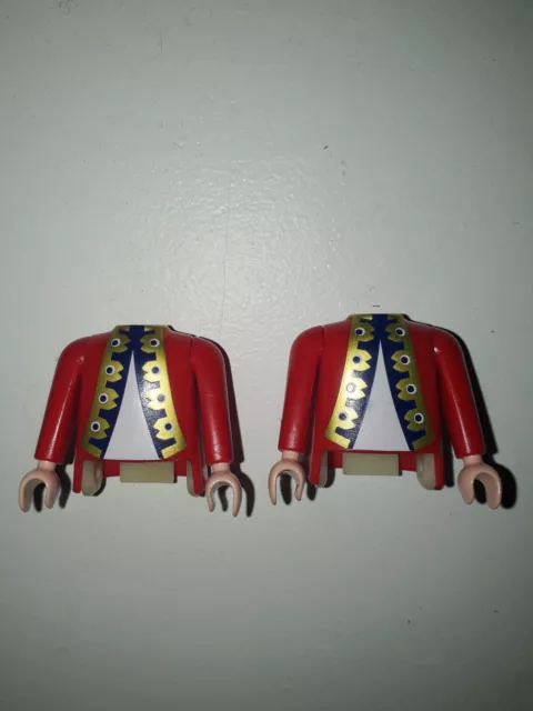 Playmobil Soldat Gardist 2 x Oberkörper rot mit Arme Weste Knöpfe Set top