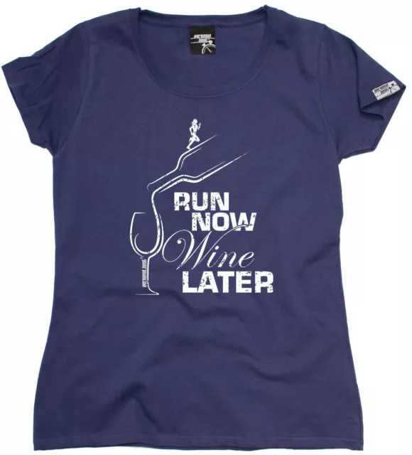 Run Now Wine Later FEMMES T-SHIRT anniversaire cadeau fitness mode runner