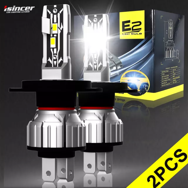6500K H4 9003 LED Headlight Bulbs Kit High Low Beam Combo 2 Super White 20000LM