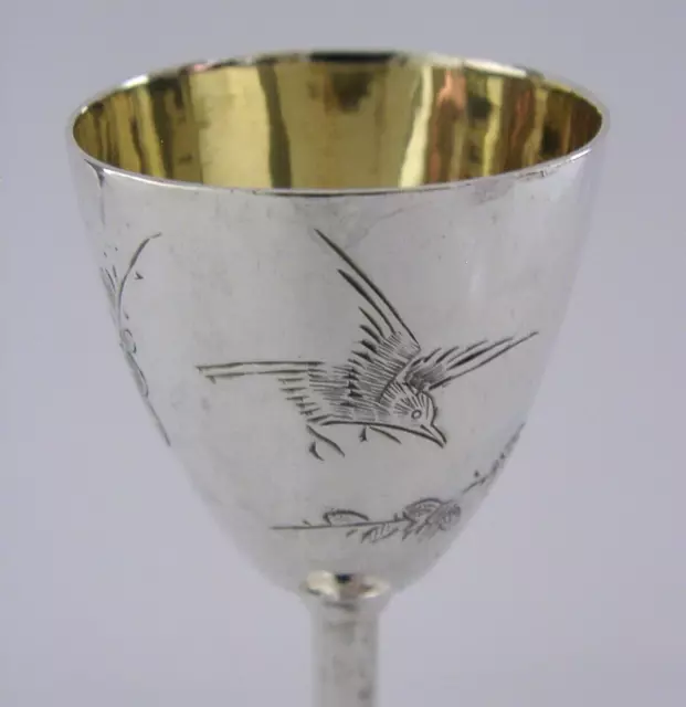 PRETTY CHINESE EXPORT SOLID SILVER BIRD CUP c1900 ANTIQUE WING NAM & Co