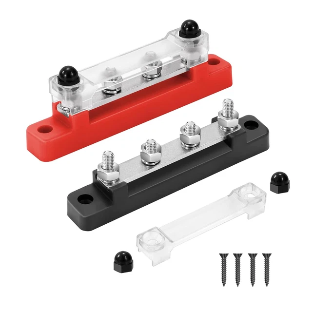 Blocco Di Distribuzione Auto 1 A 4 – Ingresso 1x25mm², Uscite 4x16mm², Placcato Oro, Con Calotta Acrilica, Per Amplificatori Hi-Fi