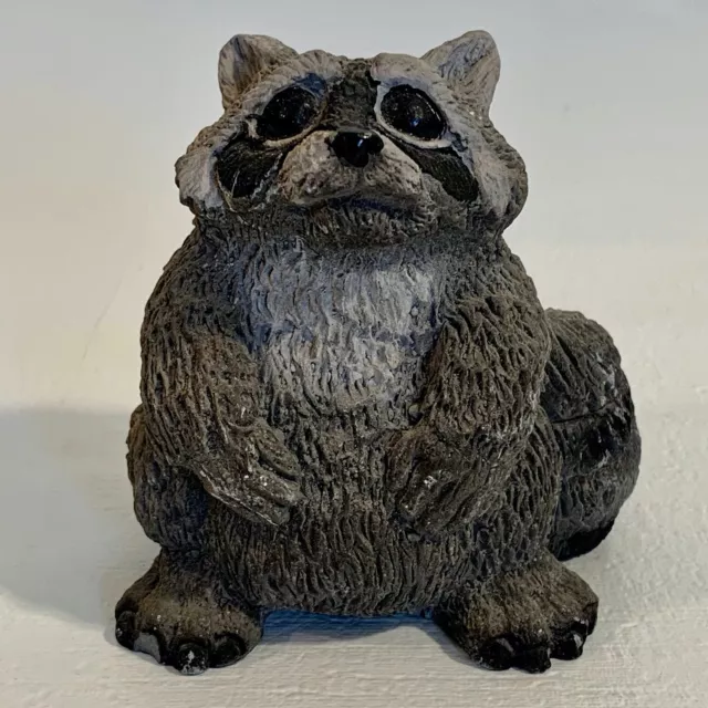 Vintage Raccoon Figurine Funny Fat Raccoon Resin Figure W Sad Eyes 1980's 3 1/2"