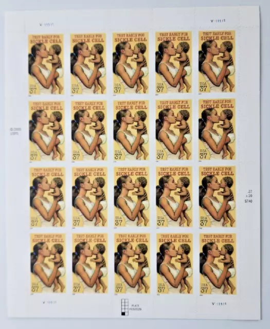 2003 USPS Stamp 20 per Sheet Test Early For Sickle Cell MMH B9