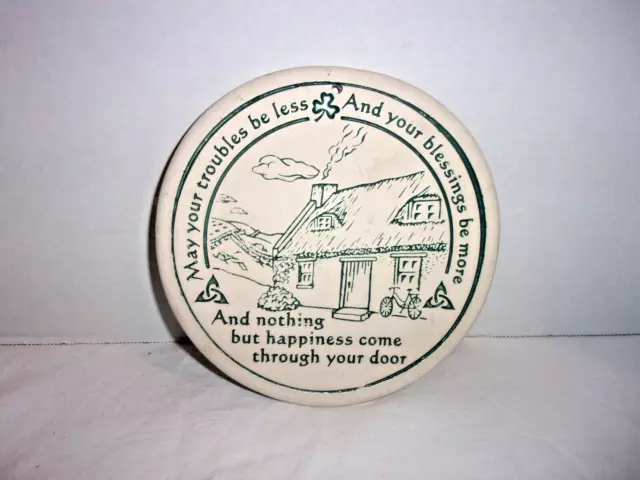 Bread Warmer Stone, Irish Blessing, Clovers, Dated 2008-2009, Senece Ceramics.