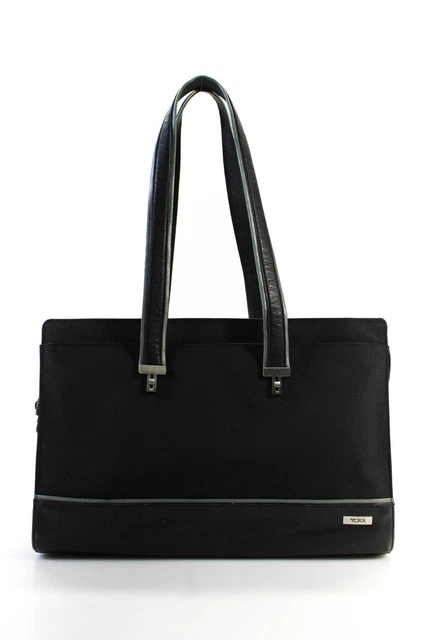 Tumi Womens Zipper Closure Three Pocket Large Shoulder Bag Handbag Purse Black