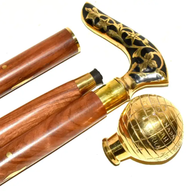 GENTLEMENS Craft Style Brass Designer Wooden Walking Stick/Cane Handmade Canes 2