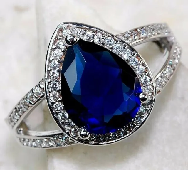 3KT blau Saphir & Topas 925 Sterlingsilber Ring Schmuck Gr. 8 IB1-1