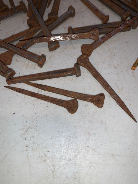 63 Vintage Antique Square Cut Common Nails (BW) 2