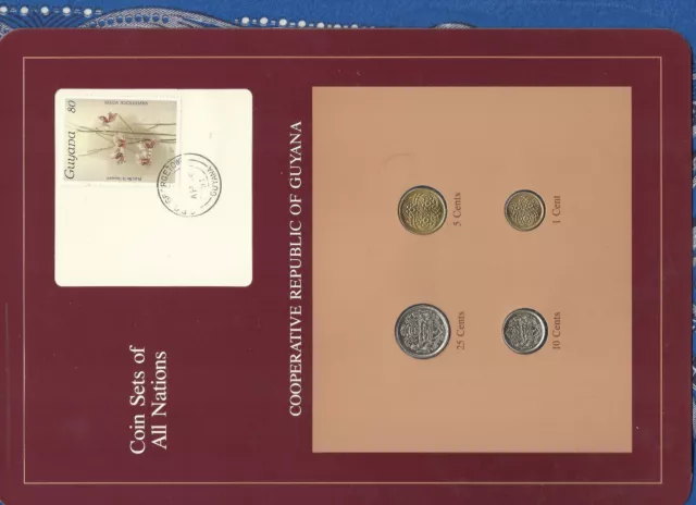 Coin Sets of All Nations Guyana w/card 1980-1989 25 Cents 1989 UNC Orchid AP1691