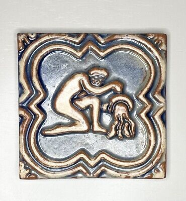 Mercer’s Moravian Tile Zodiac Aquarius Jan-Feb Blue Ceramic Tile - Hard To Find