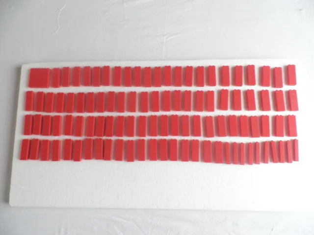 Lego: lot  de 100 mur rouge 1,2 et 4 tenons