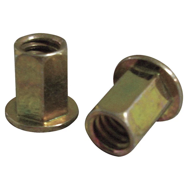 GRAINGER APPROVED CFH2-3118-175T-10 Rivet Nut,Hex,Steel,Clear Trivalent,PK10