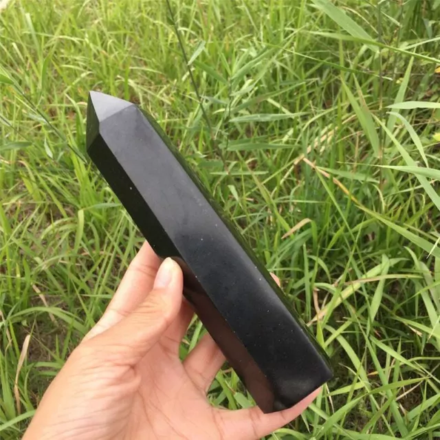 700g+ Natural Black Tourmaline Obelisk Quartz Crystal Point Wand Heal Specimen