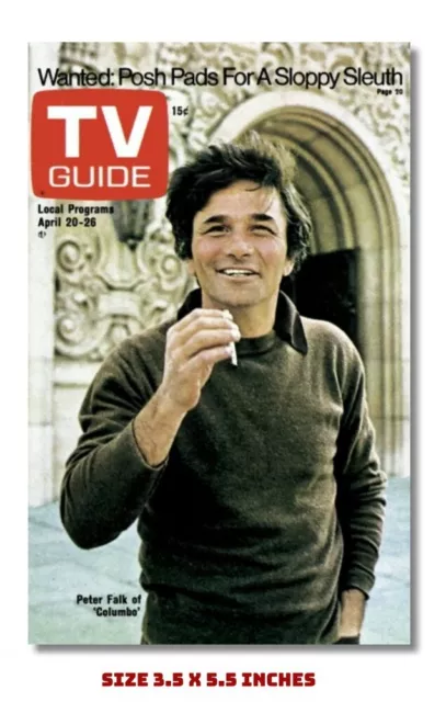 Columbo Peter Falk Fridge Magnet 1974 Tv Guide Cover 3.5 X 5.5 "