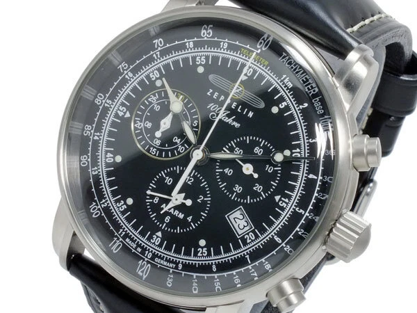 Zeppelin Watch Quartz Men s 7680 2S 100th Anniversary Cordbun Calf Belt Black