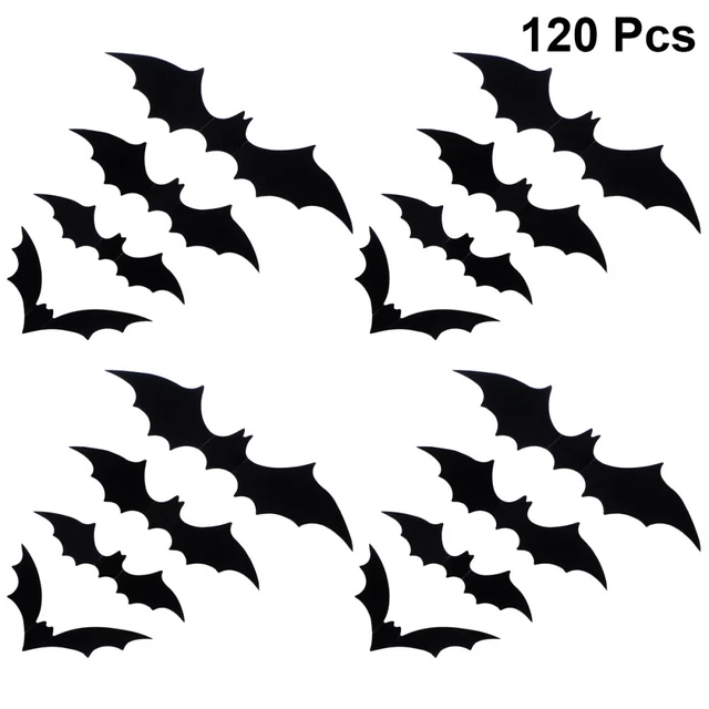 Lot De 60 Décorations D'Halloween 3D Chauve-souris En PVC - 4 Tailles Différentes - Autocollant Mural Effrayant Pour Décoration D'intérieur, Salle De Bain, Fête D'Halloween