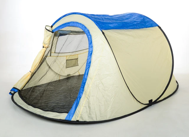 Tente Pop-up GYROOR 3-4 Personnes – Anti-UV, 2 Portes, Beige/vert – Neuve