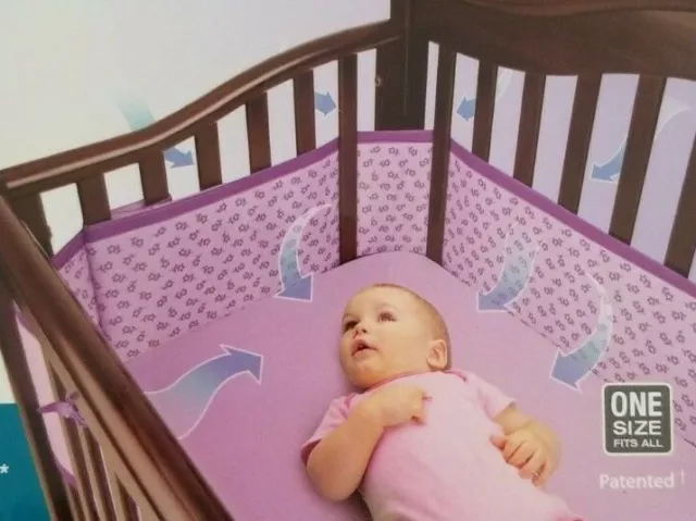 Breathable Baby Stitch & Turn Purple Breathable Mesh Crib Liner NIP