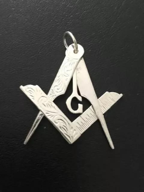 Masonic Rare Large Size Secret Folding Sterling .925 Silver Watch Fob / Pendant. 2