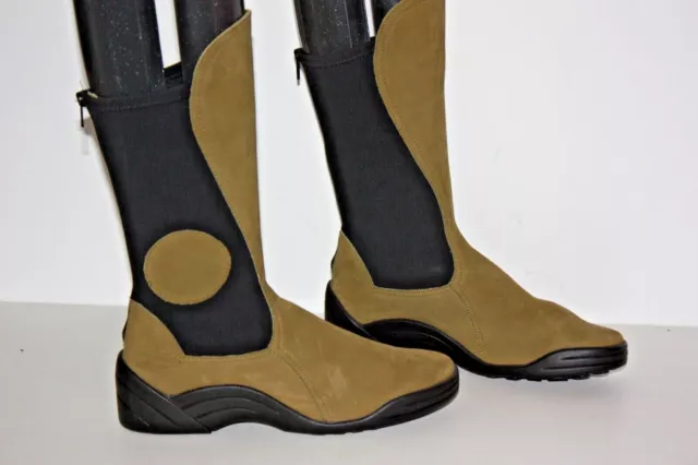 ARCHE Bottines Cuir Kaki Stretch Noir Elastiqué Zips T 38 TBE