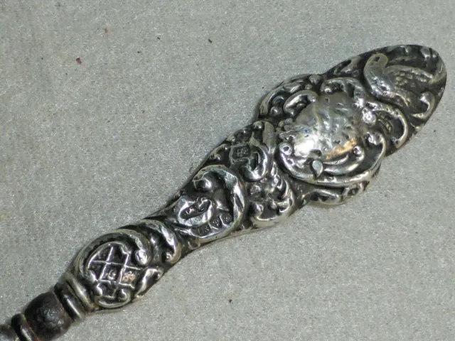 Charming Antique Chester Hallmarked Silver Handle Button Hook, 1907 3