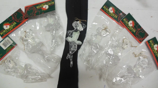 Lot of Seven Kurt Adler Ballerina Ornament with Glitter Tutu 2 Styles New/PGK