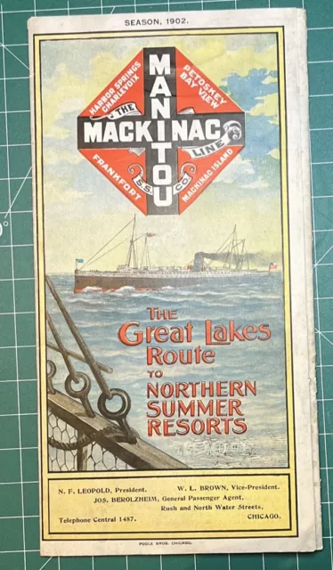 1902 Manitou Steamship Company Brochure - The Mackinac-Manitou Line Time Table