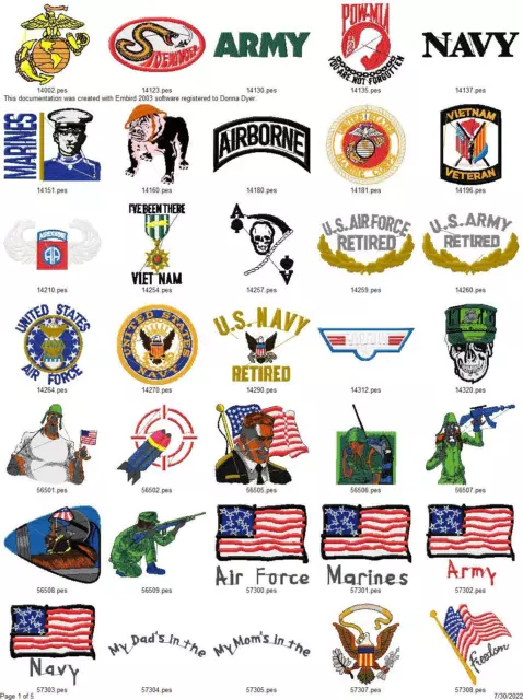 147 Military Collection Machine Embroidery Designs Pes