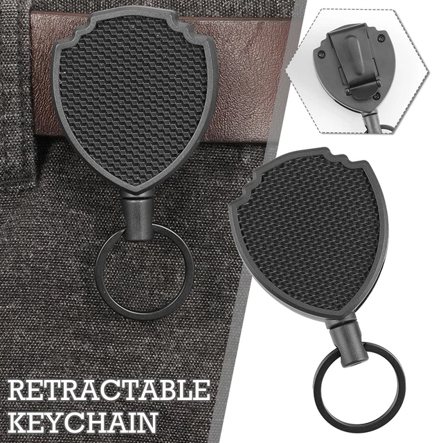 Retractable Key Tool Reel Holder Steel Belt Clip Chain Q2 Heavy Duty Split W8L2