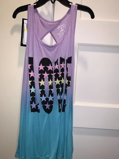 NWT $48 Flowers By Zoe Girls Tie Dye Ombré Star Love Logo Tank Top Medium