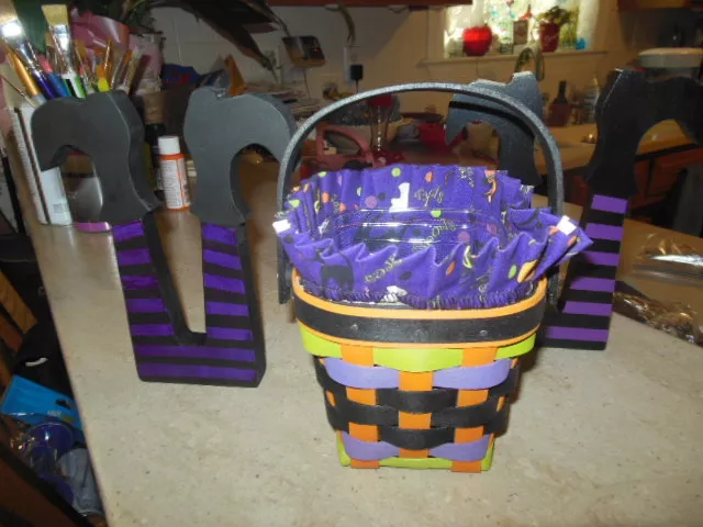 Longaberger 2017 Halloween Treats Basket with Custom Liner, Custom Witch's Legs!