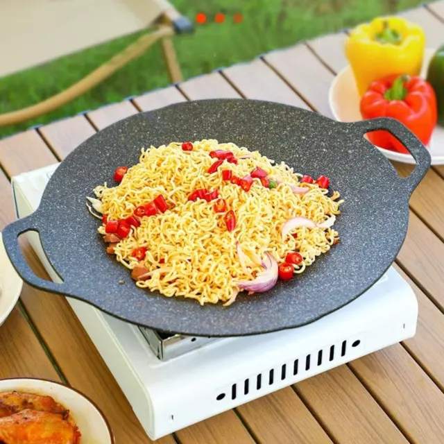 Round Grill Pan with Ear Handles Grill Plate for Outdoor BBQ Camping,