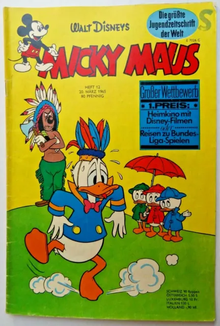 Micky Maus Heft Nr. 12 aus 1965, Zustand 2, mit Sammelbild