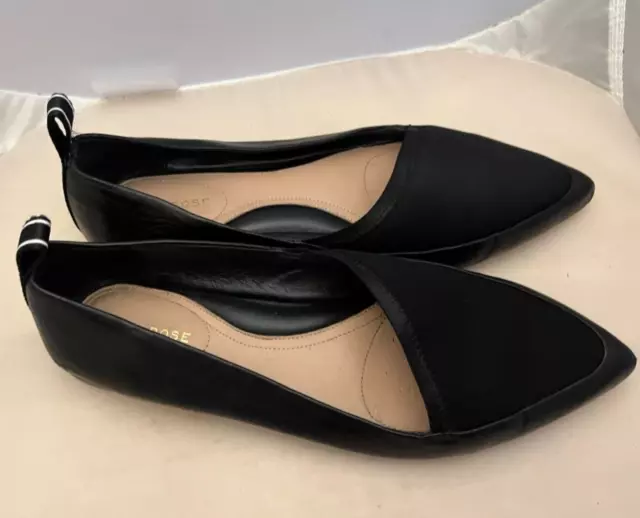 Taryn Rose "Felicity" Black Pointed Toe Leather Flats Size 9.5B Leather lined
