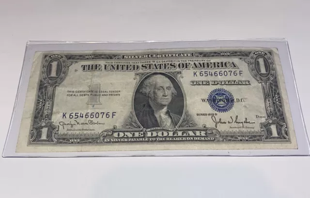 ERROR 1935D NO  MOTTO Silver Certificate $1 One Dollar Bill MISALIGNED