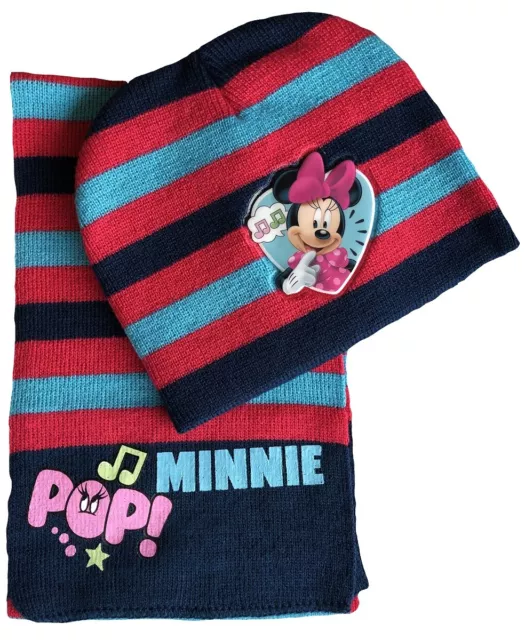 Disney Minnie Mouse Pop HaT y Pañuelo Set Rosa/Azul Marino