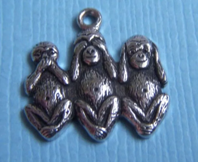 Vintage three wise monkeys sterling charm